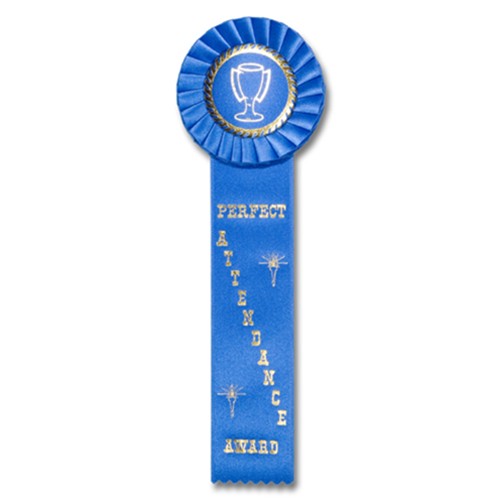 11" "Perfect Attendance" Stock Rosette w/Trophy Cup Medallion - Ribbons