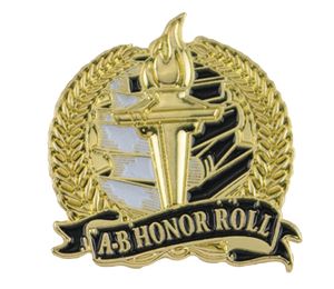Bright Gold Academic A-B Honor Roll Lapel Pin (1-1/8")
