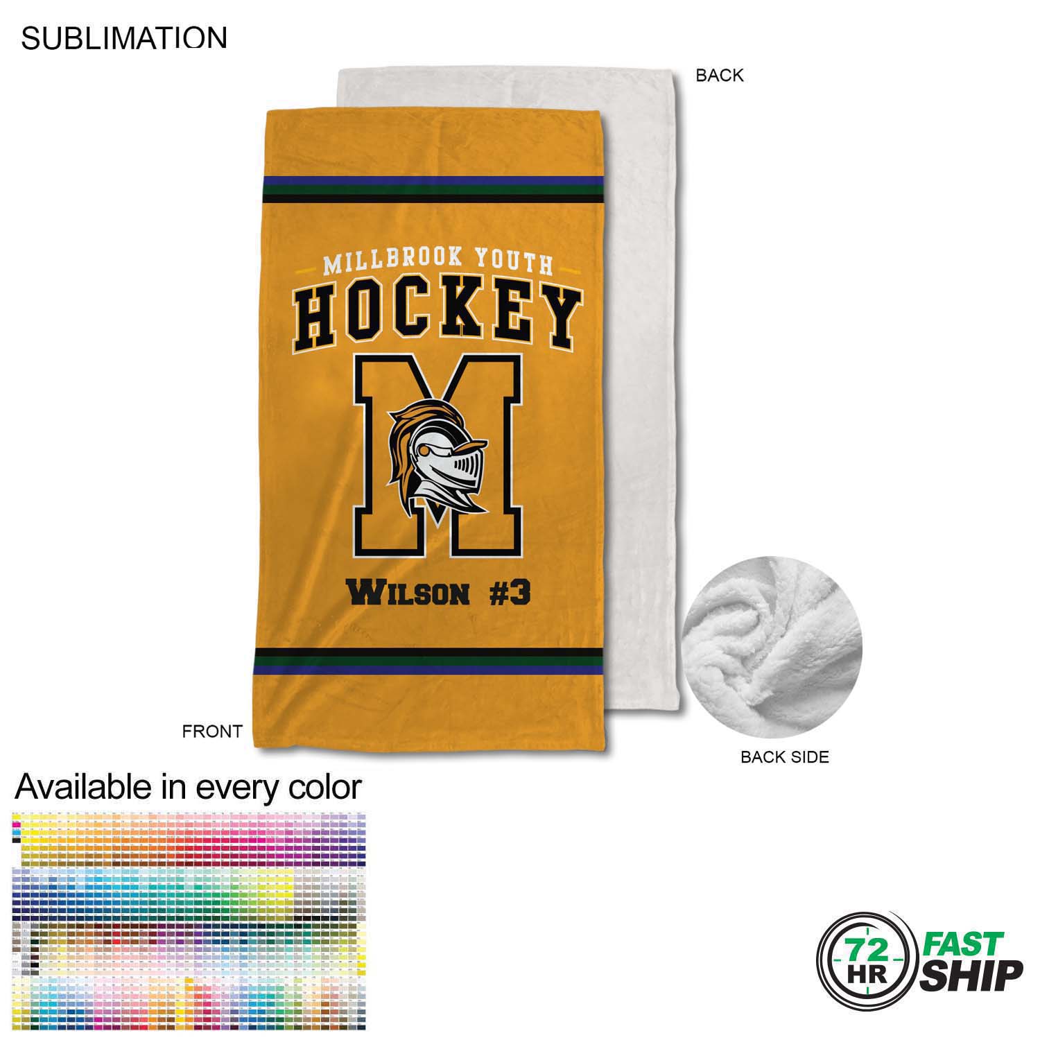 72 Hr Fast Ship - Team Blanket in Plush and cozy Mink Flannel Fleece, Stadium Size (30"x60") - Blankets