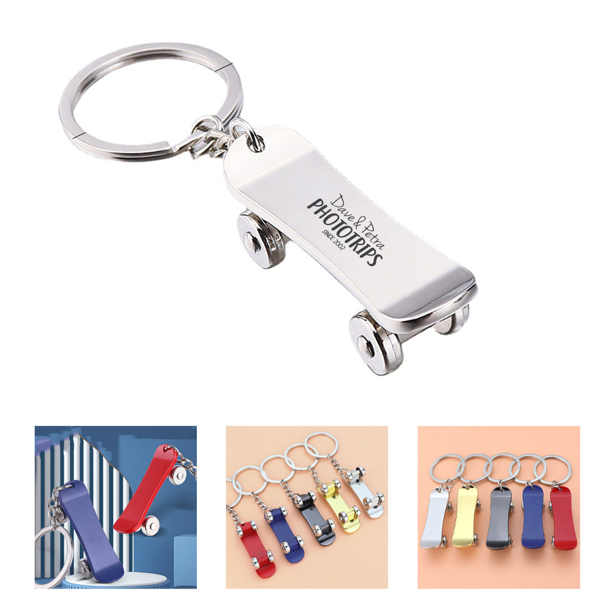 Metal Mini Skateboard Keychain - Key Chains / Rings