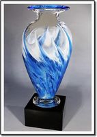 Snow Flurry Mercury Vase w/ Marble Base (5"x11.5") - Vases, Awards