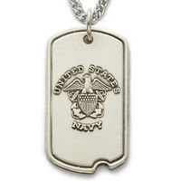 U.S. Navy Sterling Silver Dog Tag w/24" Chain & Jewelry Box - Tags, Necklaces