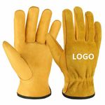Leather Work Gloves Flex Grip Tough Cowhide Gardening