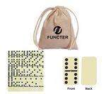 Double Six Dominoes W/A Cotton Canvas Drawstring Bag