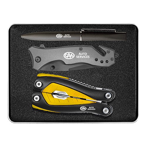Gift Set With Tk310 Safety Knife, Tm307 Multi-Tool And Pn02 Deluxe Pen