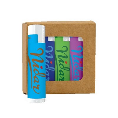 SPF 15 Lip Balm 4-Pack in Kraft Window Box