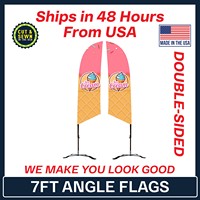 7' Angle Flag - Double Sided w/ Black X Base & Carry Bag - Made in the USA - Flags, Banners