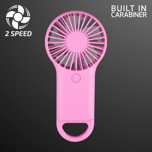 Pastel Pink Deluxe Mini Fan, Carabiner Clasp, Non-Light Up - BLANK
