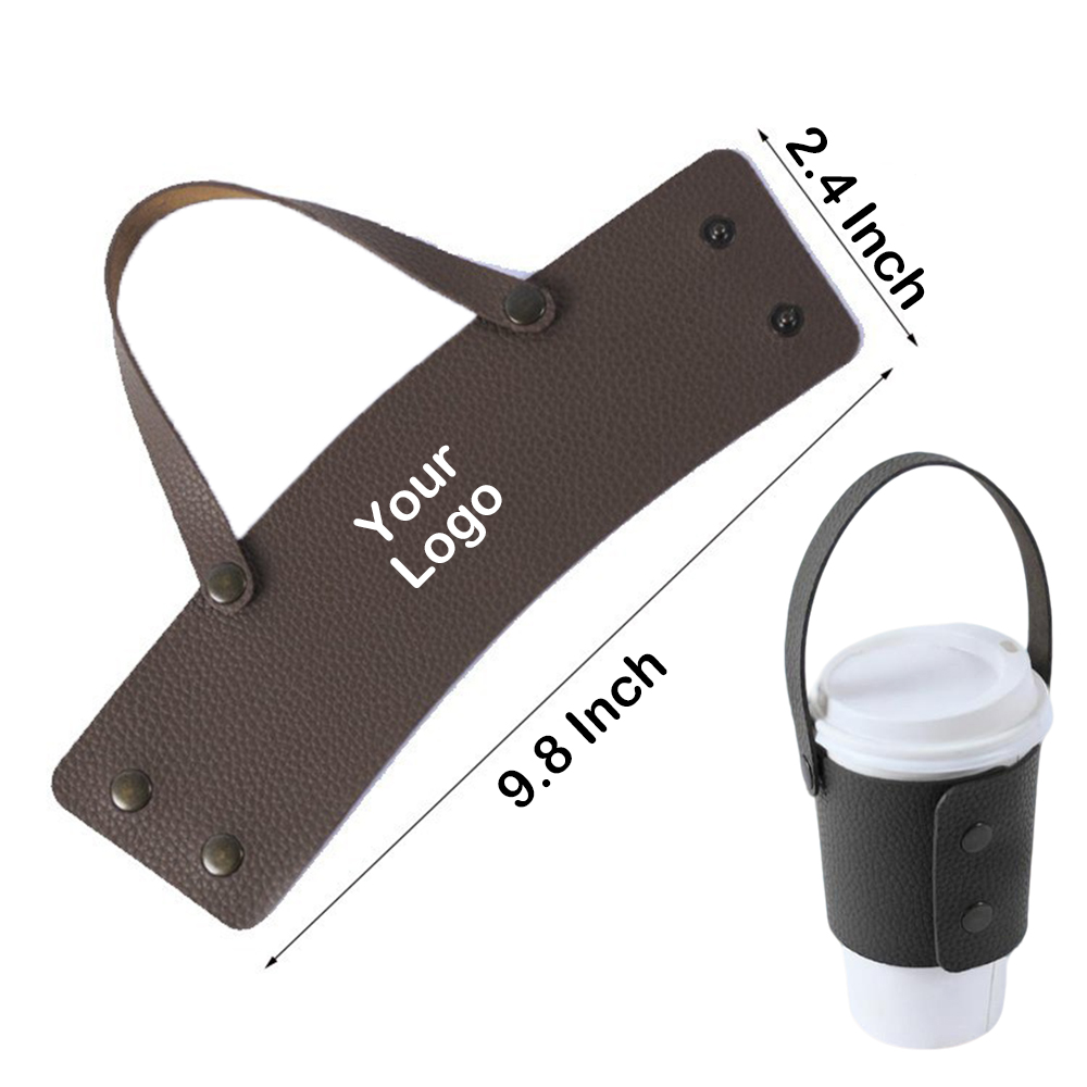 9.8"x2.4" PU Leather Cup Sleeve w/ Handle - Beverage Insulators