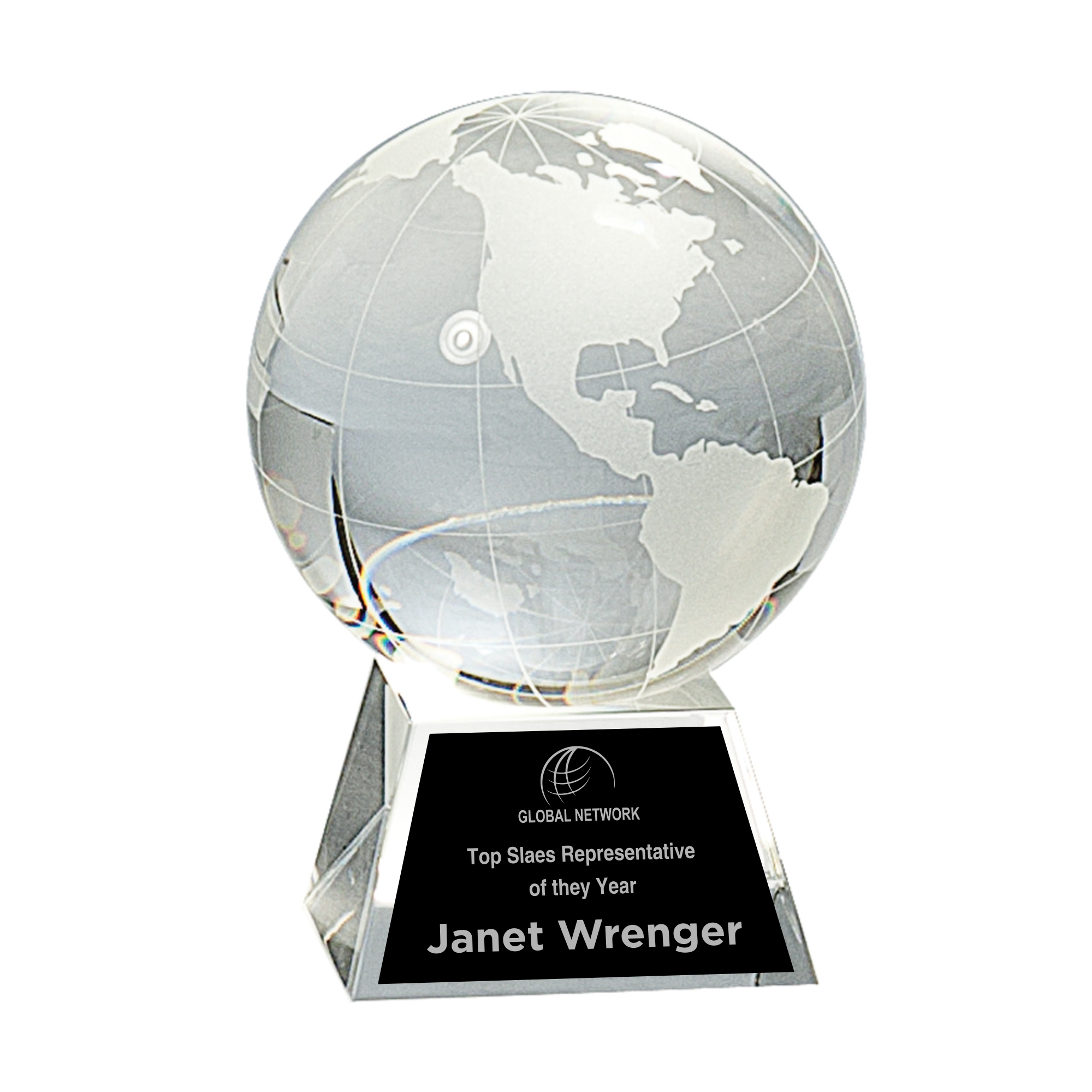 4 1/2" Crystal Globe on Clear Base - Awards, Crystal