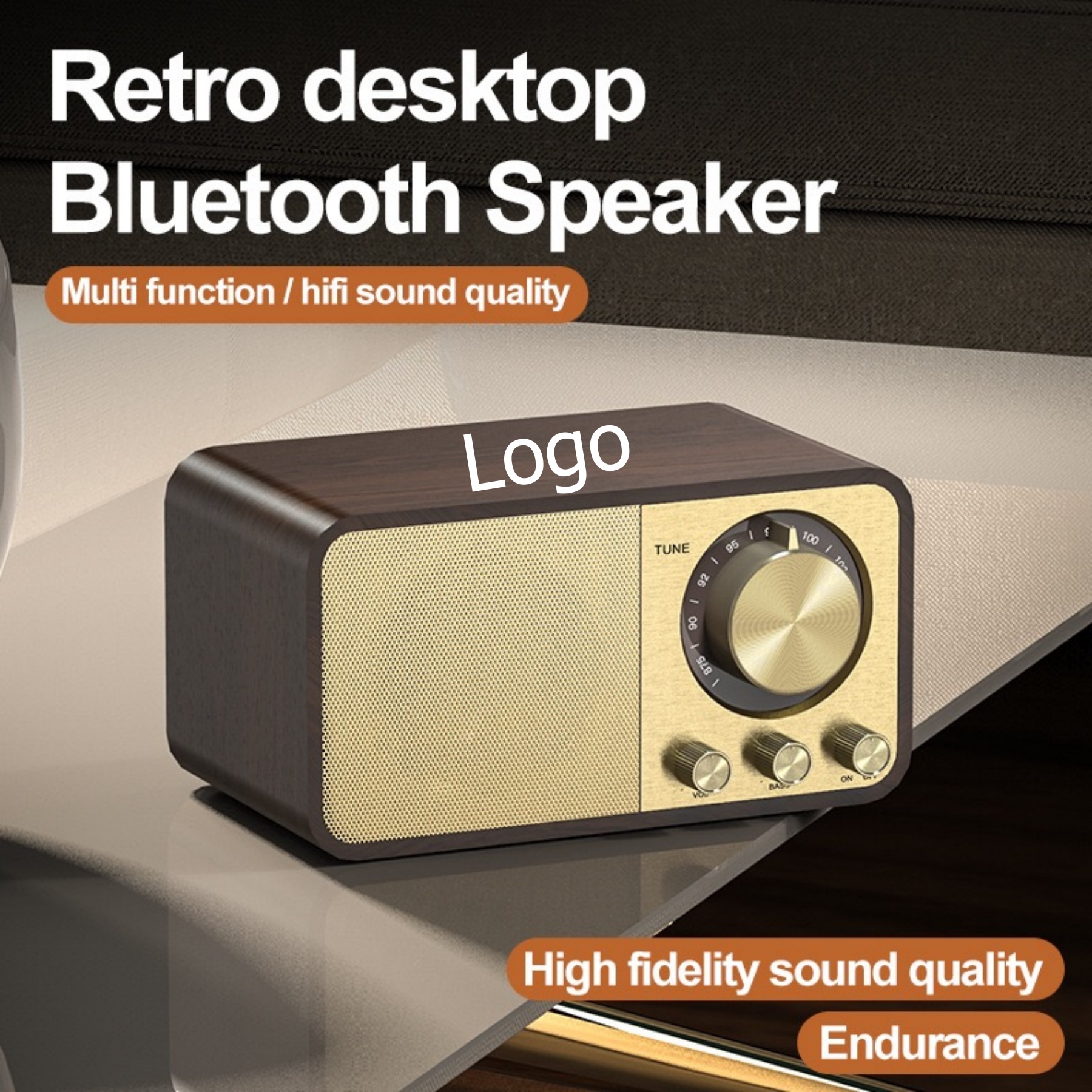 Mini Retro Bluetooth Speaker Portable Wooden Speaker Support TF Card AUX USB - Speakers