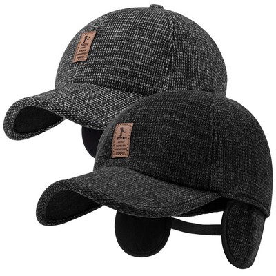 Winter Baseball Cap for Men Outdoor Dad Hat Earflaps Adjustable Warm Sport Golf