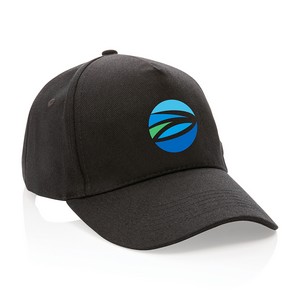 Impact 5 Panel 280gr Recycled Cotton Cap with AWARE™ - Black
