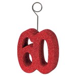Red Glittered Number Photo/ Balloon Holder