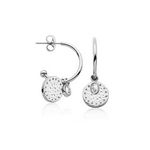 CJ Steelx Disc and Clear Crystal Hoop Earring