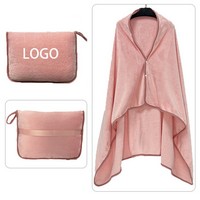 Multifunctional Flannel Shawl Blanket with Pillow - Blankets, Pillows