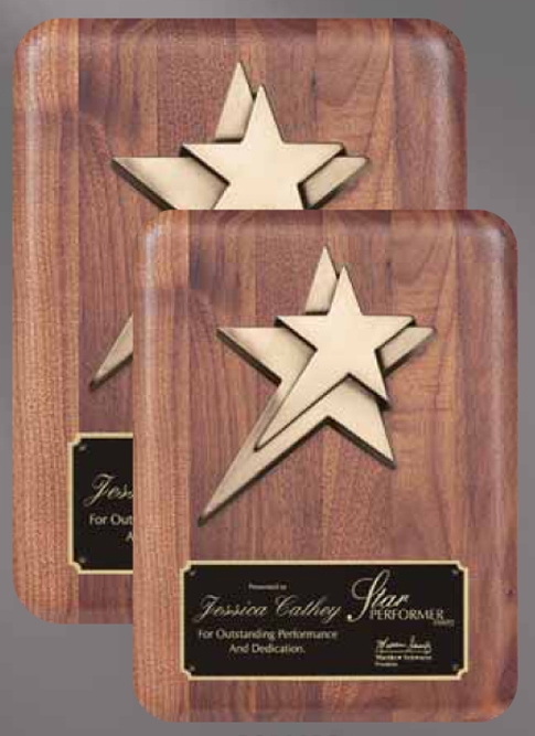 9" x 12" Walnut Plaque w/Star - Awards, Plaques