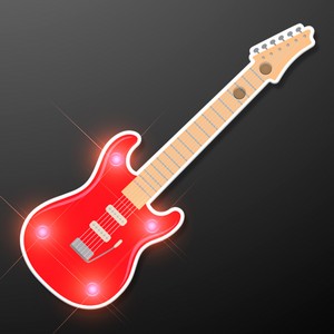 Red Guitar Flashing LED Light Pin - BLANK