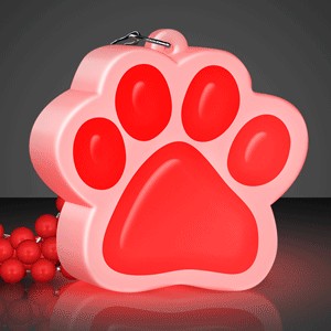 Light Up Red Paw Print Necklace - BLANK
