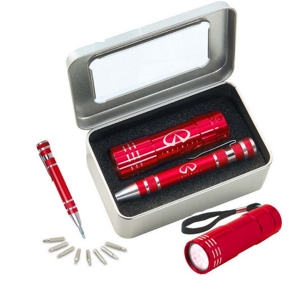 Gift Set With FL05 Stripe Flashlight & KM401 Screwdriver set Black