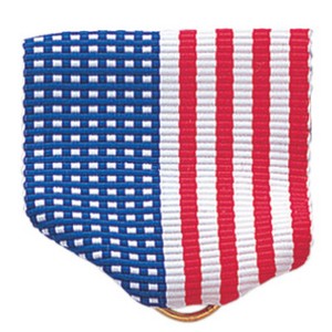 American Flag Pin Back Ribbon with Gold Ring (1 1/2" x 1 3/8")