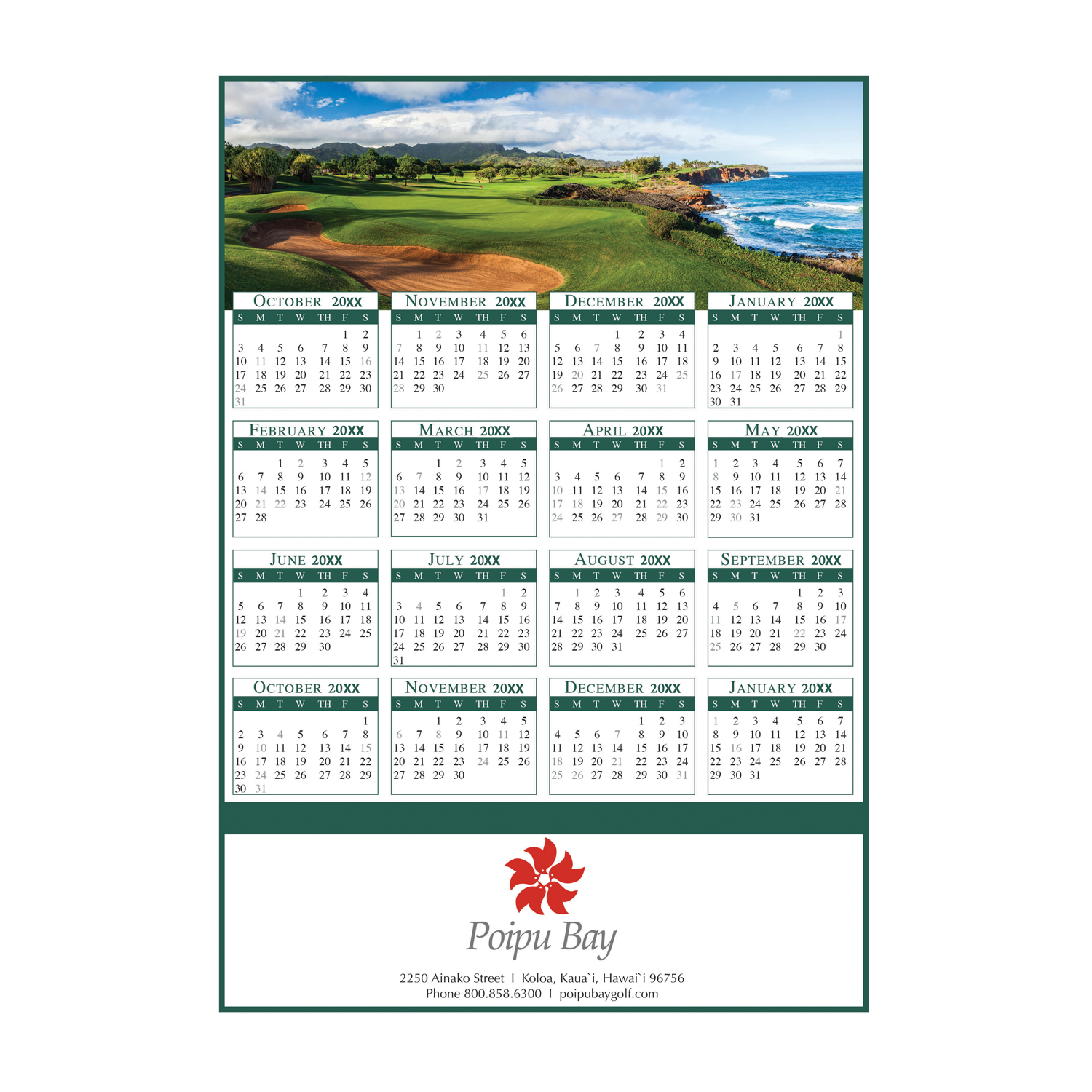 Full-Color Custom Single Sheet Wall Calendar (8 1/2"x12") - Calendars
