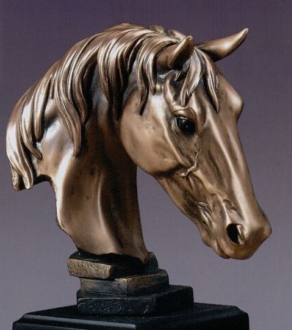 Bronze Finish Horse Head Trophy w/Rectangle Base (5"x7.5") - Trophies