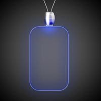 24" Blue Dog Tag Light-Up Pendant Necklace(Pad Printed) - Necklaces, Pendants