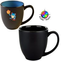 14.5 Oz. 2 Tone Satin Black & Gloss Black 4 Color Process Bistro Mug - Dishwasher Safe - Mugs, Cups