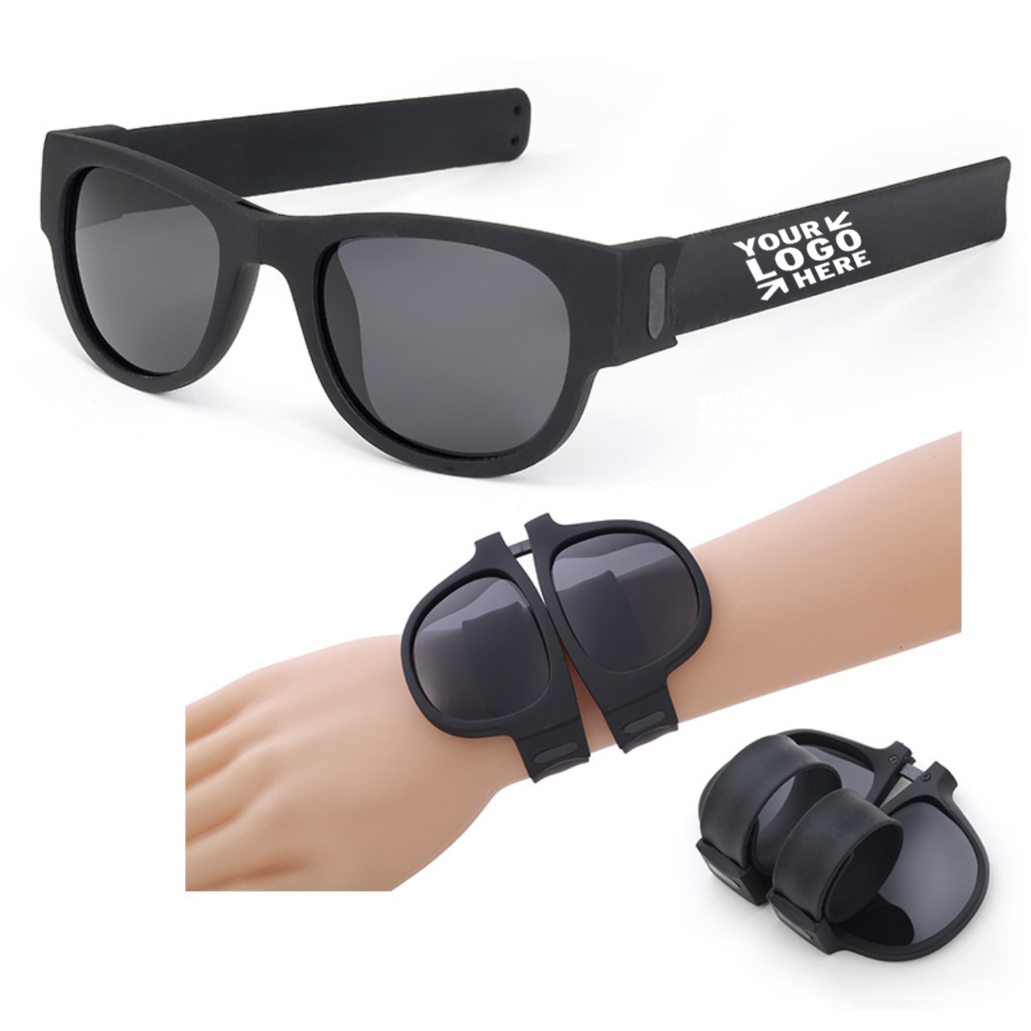 Folding Sunglasses with Slap Bracelet Arms/Temple, POLARIZED LENSES - Sunglasses