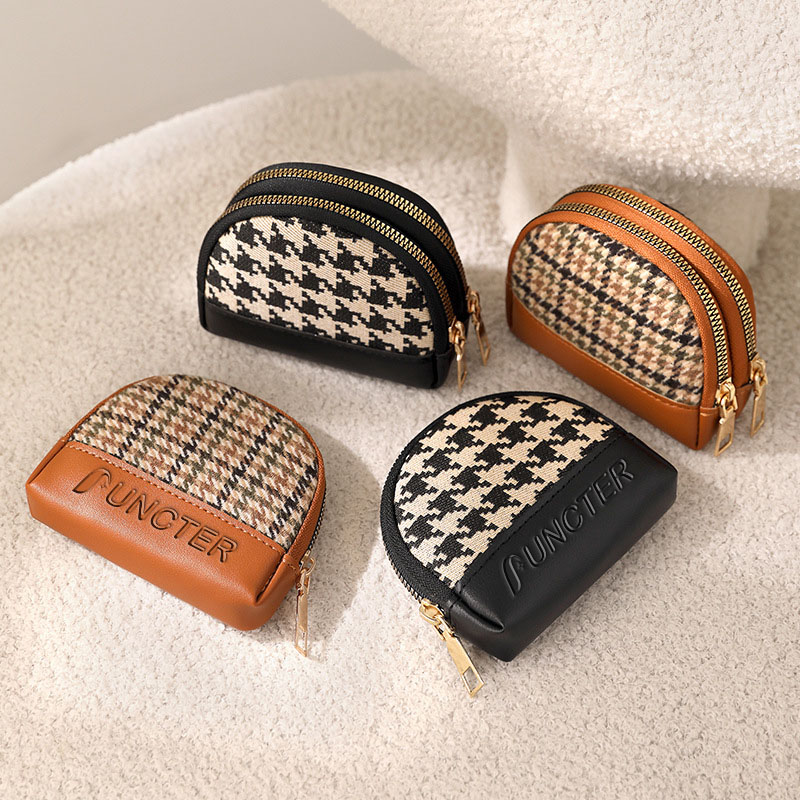 Women's PU Leather Double Zipper Coin Purse - Purses, Wallets