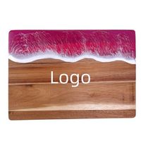 Handcrafted Acacia Wood Board with Pink Resin Wave - Carving Boards, Trays