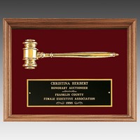 Horizontal Walnut Frame with Gavel and Velour Background - Plaques, Awards
