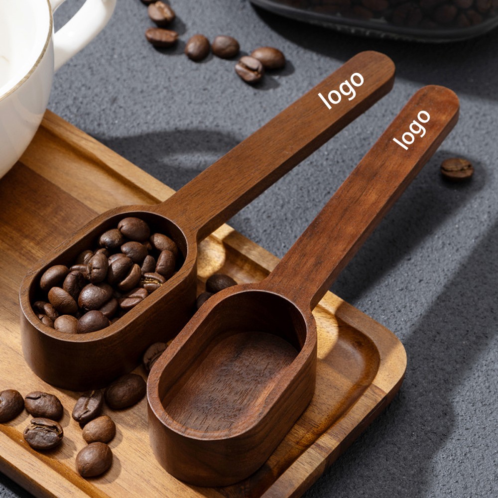 Solid Wood Coffee Bean Measured Scoop with Long Handle - Scoopers
