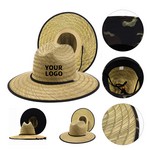Natural Straw Lifeguard Hat With Chin Cord