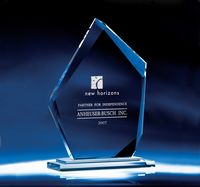 6.5" Crystal Summit Award w/Glass Base
