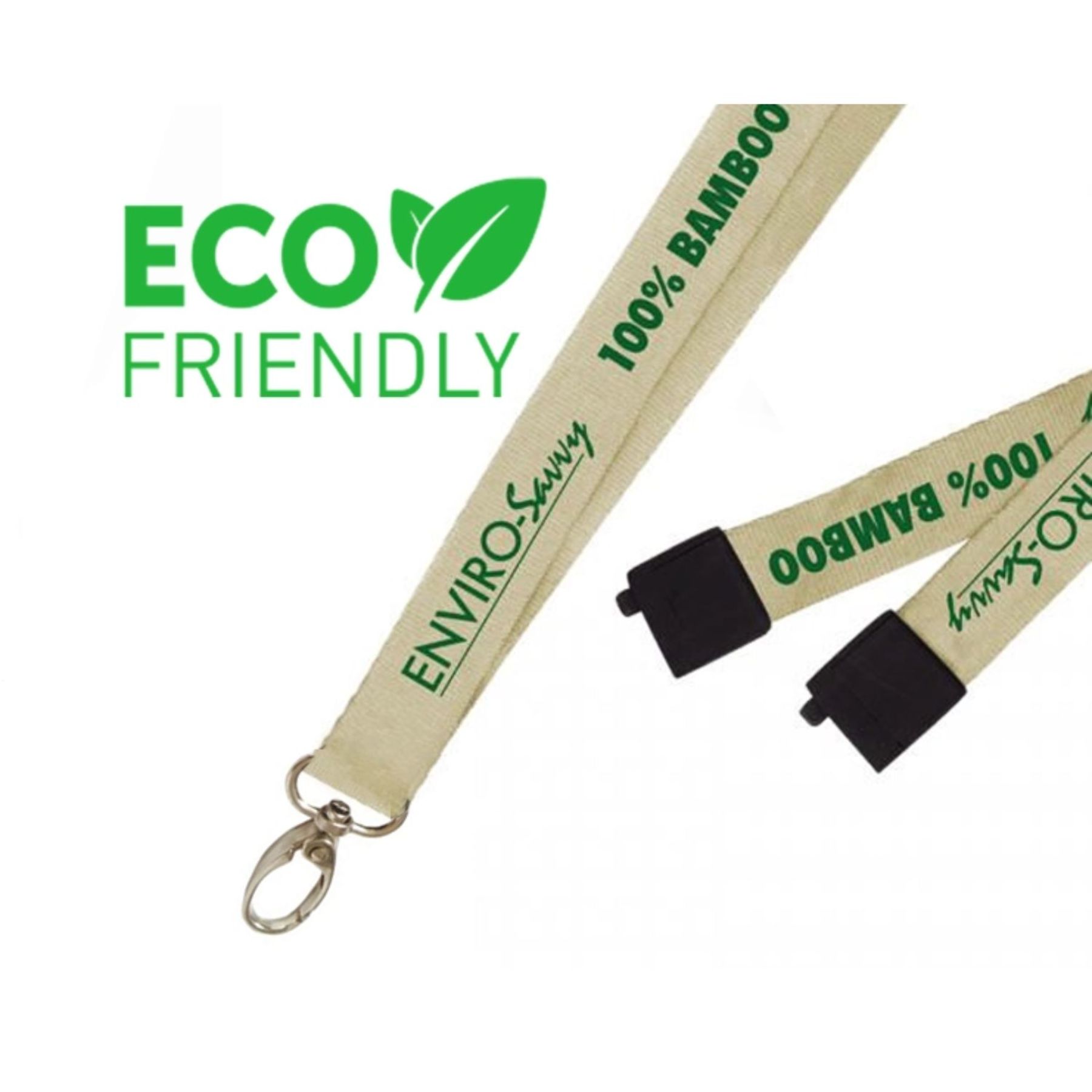 5/8" Eco-friendly Bamboo Biodegradable Lanyard w/ Safety Breakaway - Lanyards, Badge Holders