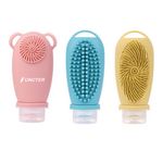 Silicone Travel Bottles Set for Toiletries, Multi-functional with Face Wash, Bath, and Hair Wash