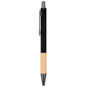 The Gosford Gunmetal Click-Action Ballpoint Pen w/Bamboo Accent