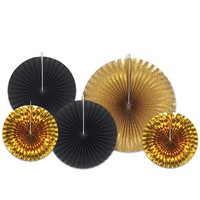 Assorted Paper & Foil Decorative Fans - Fans, Decorations